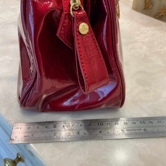 Vivienne Westwood Jasmine Red Patent Leather Handbag with Gold Glitter Detail - Picture 14 of 16